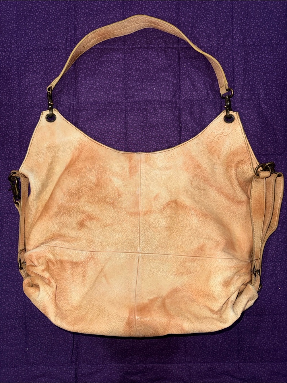Free People Peach Leather Hobo Bag